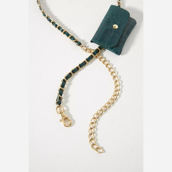 NEW Chain Credit Card, ID, Coin Purse, WOC - Emerald Green by Anthropologie - Picture 2 of 3
